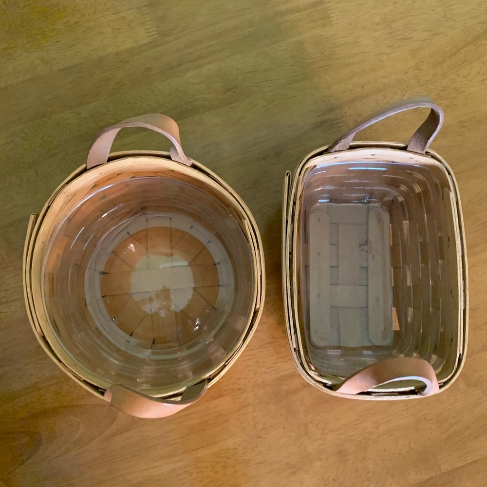 Longaberger Leather Handle Baskets with Liners (2) - Picture 2 of 10